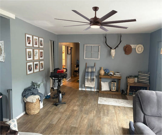 Cool Breeze UL 66" Smart Ceiling Fan (Dark Wood, 8 Blades) – Tuya WiFi BLDC Motor LED Dual Light Ceiling Fan