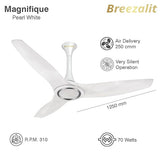 Breezalit Magnifique 3 Blades 50″ Ceiling Fan - Pearl White (BZ-107)