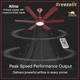 Breezalit Alina 6 Blades 48โณ Ceiling Fan - Rosewood (BZ-117)