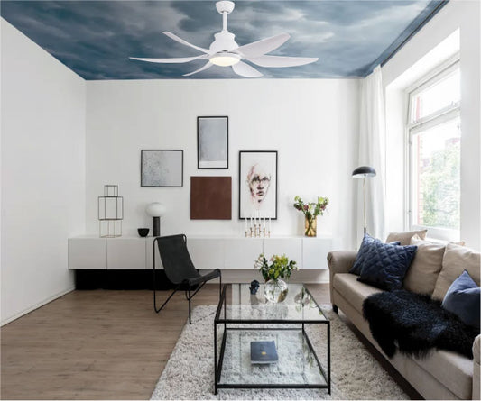 Riviera Curve 54" Smart Ceiling Fan (White, 6 Blades) – Tuya WiFi BLDC Motor LED Dual Light Ceiling Fan