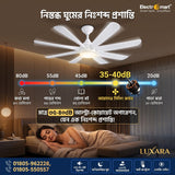 Luxara Grandeur Premio 8 blades 62" Ceiling Fan- Ultra-Silent BLDC Motor, ABS Aero-Blades with Dimmable Tri-Color LED Under light & Remote Control (White), LXGDRP-901