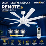 Luxara Grandeur Premio 8 blades 62" Ceiling Fan- Ultra-Silent BLDC Motor, ABS Aero-Blades with Dimmable Tri-Color LED Under light & Remote Control (White), LXGDRP-901