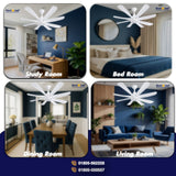 Luxara Grandeur Premio 8 blades 62" Ceiling Fan- Ultra-Silent BLDC Motor, ABS Aero-Blades with Dimmable Tri-Color LED Under light & Remote Control (White), LXGDRP-901