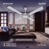 Alpha Cleo 4 Blades Signature Ceiling Fan White Chrome AL-102 – 56/48 inch luxury fan with pure copper motor