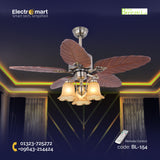 Chandelier Ceiling Fan – Breeze Lux 5 Blade 48" with Glass Lampshade & Remote (BL-154, Antique Bronze, Solid Wood Blades)