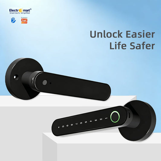 ElectroEmart Smart Door Handle Lock with TTLock App – Fingerprint, Password & RFID Card Access | Aluminum Alloy
