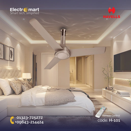 Havells Crista BLDC - 1200mm Dust Resistant Remote control Ceiling Fan (Champagne Cola)