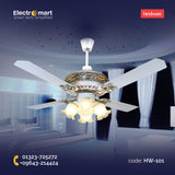 Hindware Desire 48" Ceiling Fan (Glossy White) – Decorative 4 Blade Ceiling Fan with Light (HW-101)