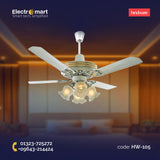 Hindware Venus 48" Decorative Ceiling Fan with Lights – Glossy White Finish (HW-05)