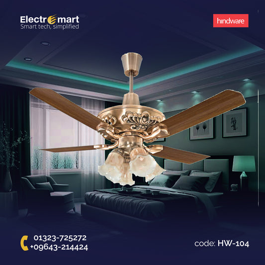 Hindware Venus 48" Decorative Ceiling Fan with Lights – Antique Copper Finish (HW-104)