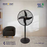 PAK 24 Inch Industrial Pedestal Fan (Black) by Electroemart | Powerful Airflow