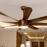 Luxara Grandeur 8 blades 62" Ceiling Fan - Ultra-Silent BLDC Motor, ABS Aero-Blades with Tri-Color LED Under light & Remote Control (Dark Wood), LXGDR-102