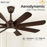 Aerodynamic ABS fiber blades decorative ceiling fan noiseless operation