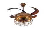 Chandelier Ceiling Fan – Breeze Lux 4 Blade 48" with E27 Light Holders & Remote (BL-129, Weather Wood, Coffee Blades)