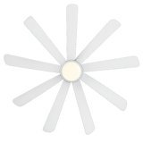 Luxara Grandeur 8 blade 62" Ceiling Fan- Ultra-Silent BLDC Motor, ABS Aero-Blades with Tri-Color LED Under light & Remote Control (White), LXGDR-101