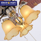 Luxara Heritage 48" – Traditional 5-Blades Solid Wood Chandelier Fan with Antique Bronze Finish & Triple E27 Glass Lampshade (LXC-102)