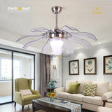 Luxara Chandelier 42" – Elite 8-Blades DC Ceiling Fan with Crystal-Inspired LED & Smart Remote (Sand Nickel Finish with Transparent Blades) LXC-101