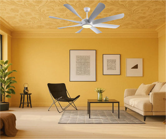 Breeze Air UL 60" Smart Ceiling Fan (White, 8 Blades) – Tuya WiFi LED Dual Light Ceiling Fan