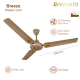 Breezalit Breeza 3 Blades 36″ Ceiling Fan - Metallic Gold (BZ-114)