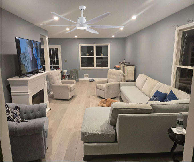 Riviera 66" Smart Ceiling Fan (White, 6 Blades) – Tuya WiFi BLDC Motor LED Dual Light Ceiling Fan
