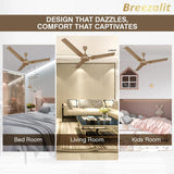 Breezalit Breeza 3 Blades 36″ Ceiling Fan - Metallic Gold (BZ-114)