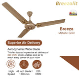 Breezalit Breeza 3 Blades 36″ Ceiling Fan - Metallic Gold (BZ-114)