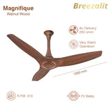 Breezalit Magnifique 3 Blades 50″ Ceiling Fan - Wooden Finish (BZ-108)