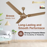 Breezalit Breeza 3 Blades 36″ Ceiling Fan - Metallic Gold (BZ-114)