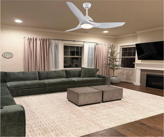 Aero Silk UL Roverr 52" Smart Ceiling Fan (White, 3 Blades) – Tuya WiFi BLDC Motor LED Dual Light Ceiling Fan