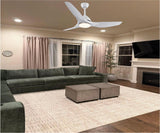 Aero Silk UL Roverr 52" Smart Ceiling Fan (White, 3 Blades) – Tuya WiFi BLDC Motor LED Dual Light Ceiling Fan