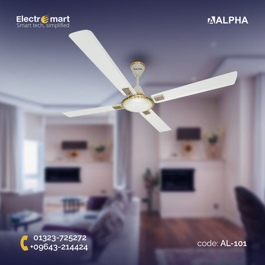 Alpha Cleo 4 Blade Signature Collection Ceiling Fan Golden Eye Ivory 56"/48" (AL-101)