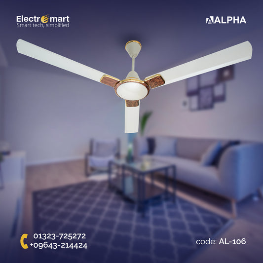 Alpha Entizer 3 Blades Signature Collection Ceiling Fan Pearl White Teakwood 56"/48" (AL-106)