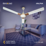 Alpha Entizer 3 Blades Signature Collection Ceiling Fan Pearl White Teakwood 56"/48" (AL-106)