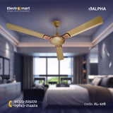 Alpha Entizer Signature Ceiling Fan (Hues Gold, 3 Blades) 56"/48" – premium designer ceiling fan with copper motor – Price in Bangladesh