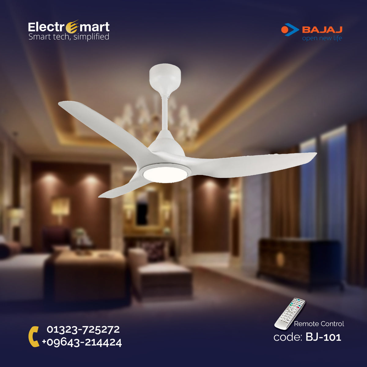 BAJAJ Adonis 3 Blades 52″ Ceiling Fan - White (BJ-101)