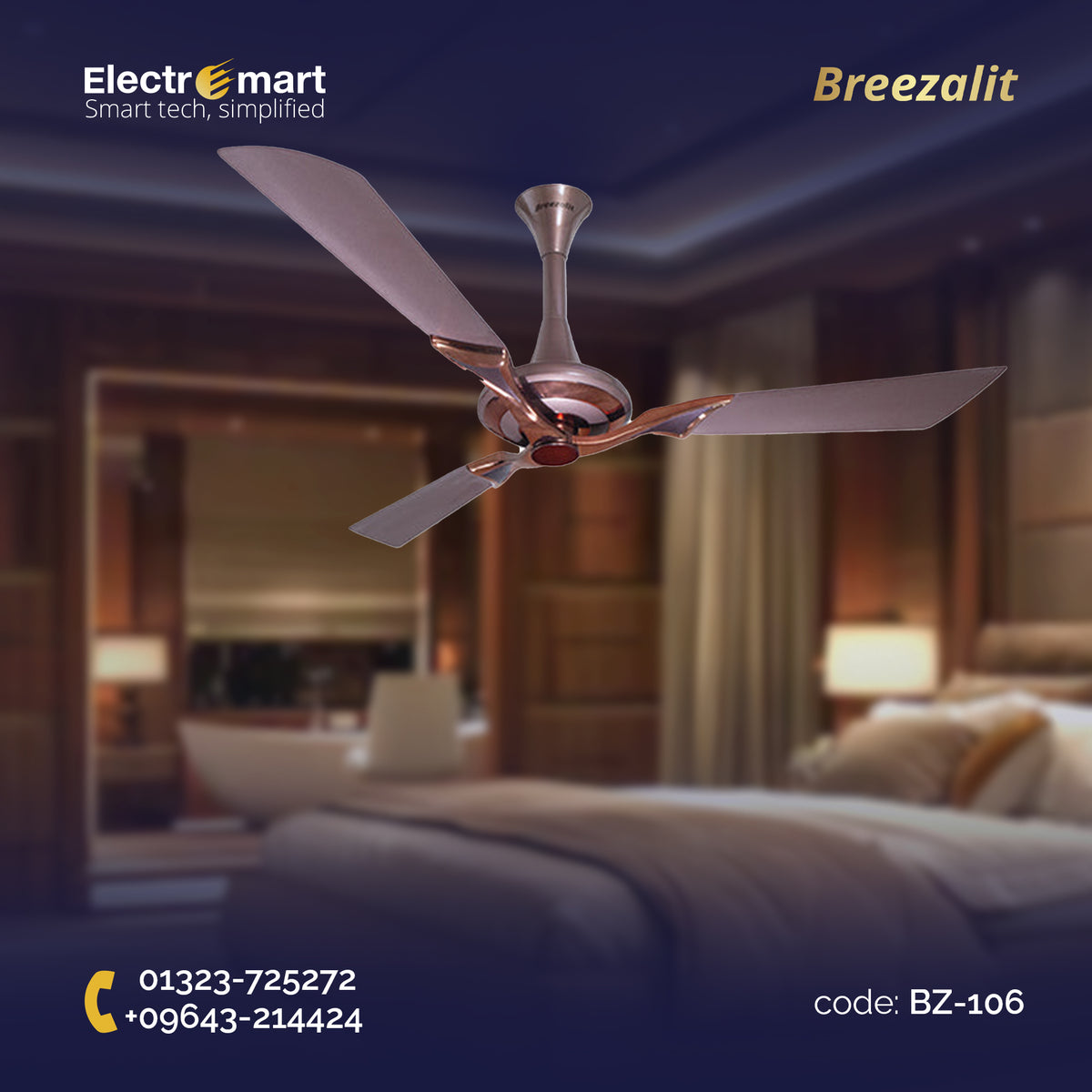 Breezalit Stella 3 blade 52″ Ceiling Fans - Coffe Bean (BZ-106)