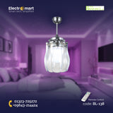 Chandelier Ceiling Fan – Breeze Lux 8 Blade 42" with LED Light & Remote (BL-138, Sand Nickel, Transparent Blades)