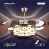 Chandelier Ceiling Fan – Breeze Lux 4 Blade 48" with Glass Lampshade & Remote (BL-135, Antique Bronze, Transparent Blades)