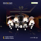Chandelier Ceiling Fan – Breeze Lux 4 Blade 48" with LED Light & Remote (BL-131, Black & Gold, Coffee Blades)