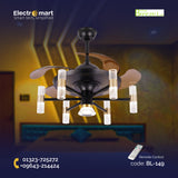 Chandelier Ceiling Fan – Breeze Lux 4 Blade 48" with LED Light & Remote (BL-149, Black & Gold, Coffee Blades)