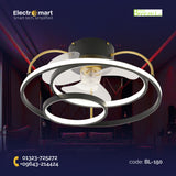 Chandelier Ceiling Fan – Breeze Lux 4 Blade 36" with LED Light & Remote (BL-150, Black & Gold, Transparent Blades, 360° Rotation)