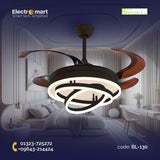 Chandelier Ceiling Fan – Breeze Lux 4 Blade 48" with LED Light & Remote (BL-130, Black & Coffee)