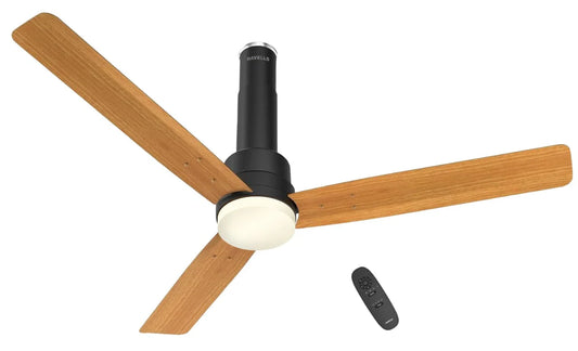 Havells Elio Prime UL - 1200mm 100% Copper BLDC RF Remote four mode Ceiling Fan (Pine Wood Matte Black)