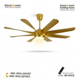Luxara Grandeur 8 Blade 62" Ceiling Fan – Ultra-Silent BLDC Motor, ABS Aero-Blades with Tri-Color LED Under Light & Remote Control (White), LXGDR-101