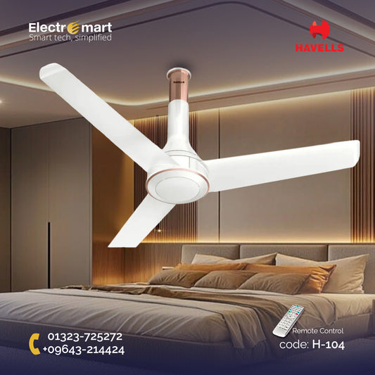 Havells Crista BLDC - 1200mm Dust Resistant coating Remote control Ceiling Fan (Pearl White)