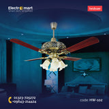 Hindware Desire 48" Ceiling Fan (Antique Brass) – Decorative 4 Blade Ceiling Fan with Light (HW-102)