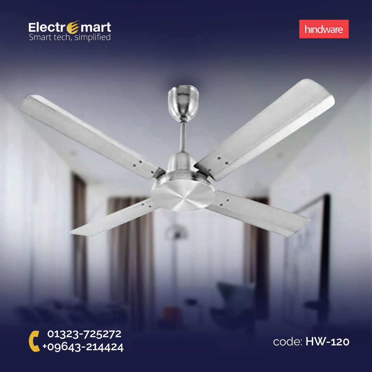 Hindware Delito 48" Luxury Ceiling Fan – Antique Steel Finish (HW-120)