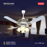 Hindware Desire 48" Ceiling Fan (Glossy White) – Decorative 4 Blade Ceiling Fan with Light (HW-101)