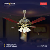 Hindware Desire 48" Ceiling Fan (Antique Brass) – Decorative 4 Blade Ceiling Fan with Light (HW-102)