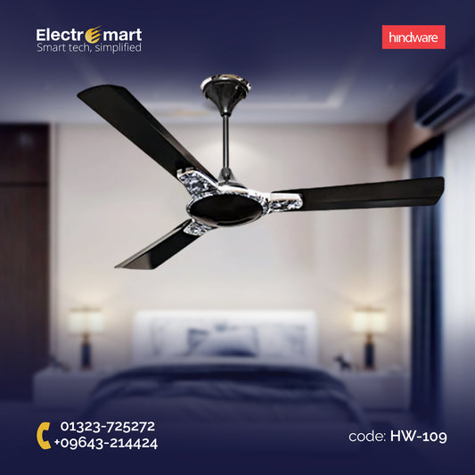 Hindware Magnum Art 56" Luxury Ceiling Fan – Glossy Black with Granite Finish (HW-109)